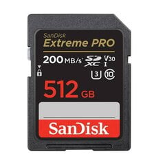SANDISK EXTREME PRO SDXC 512GB 200/140 MB/s UHS-I U3 memory card (SDSDXXD-512G-GN4IN) cena un informācija | Sandisk Mobilie telefoni, planšetdatori, Foto | 220.lv