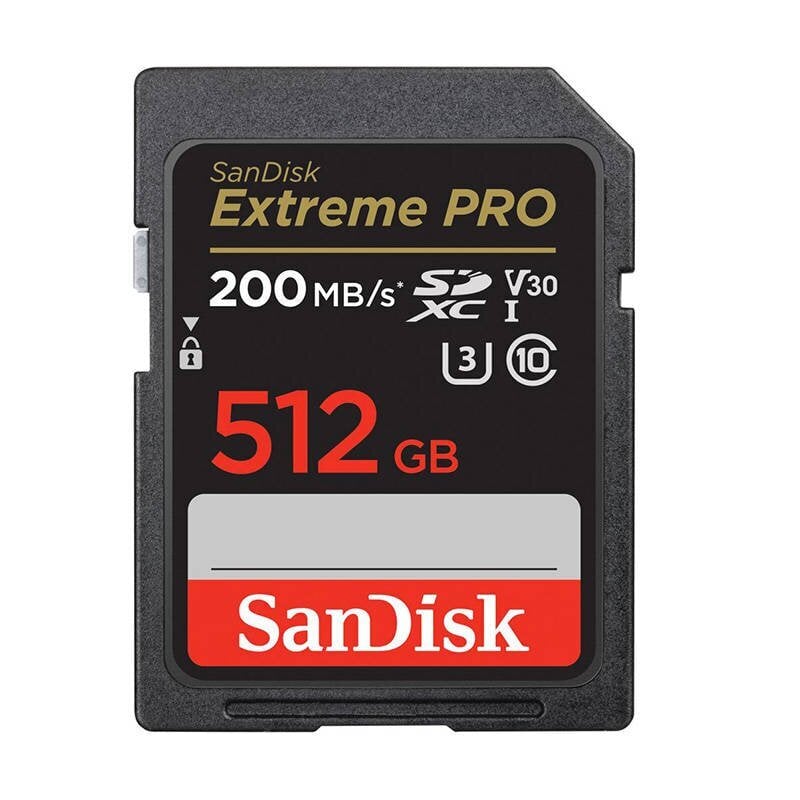 SANDISK EXTREME PRO SDXC 512GB 200/140 MB/s UHS-I U3 memory card (SDSDXXD-512G-GN4IN) цена и информация | Atmiņas kartes mobilajiem telefoniem | 220.lv
