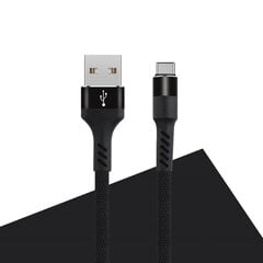 Maxlife MXUC-01 cable USB - USB-C 1,0 m 2A black nylon cena un informācija | Savienotājkabeļi | 220.lv