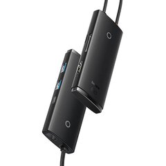 Концентратор серии Baseus Lite 6в1 USB-C на 2x USB 3.0 + USB-C + HDMI + SD/TF (черный) цена и информация | Адаптеры и USB разветвители | 220.lv