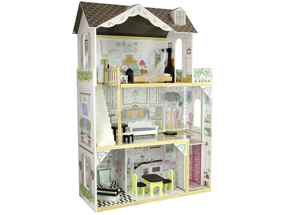 Koka leļļu namiņš Lean Toys Willa Wioletta 10531 LED цена и информация | Rotaļlietas meitenēm | 220.lv