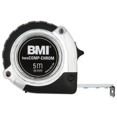 Рулетка BMI twoCOMP Chrom (5 м) цена и информация | Механические инструменты | 220.lv