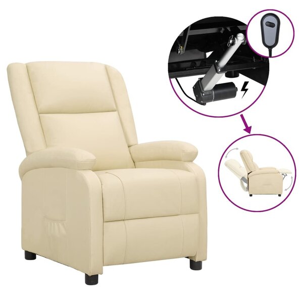 VidaXL elektrisks atpūtas krēsls, atgāžams, krēmkrāsas dabīgā āda cena |  220.lv