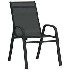 vidaXL dārza krēsli, 6 gab., tekstilēns, melni cena un informācija | Dārza krēsli | 220.lv