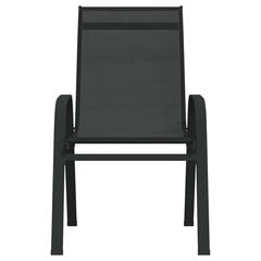 vidaXL dārza krēsli, 6 gab., tekstilēns, melni cena un informācija | Dārza krēsli | 220.lv