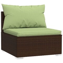 vidaXL vidējais dārza dīvāns ar spilveniem, brūna PE rotangpalma цена и информация | скамейка со столиком | 220.lv