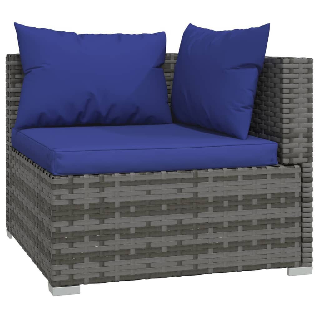 vidaXL divvietīgs dīvāns ar matračiem, pelēka PE rotangpalma cena un informācija | Dārza krēsli | 220.lv
