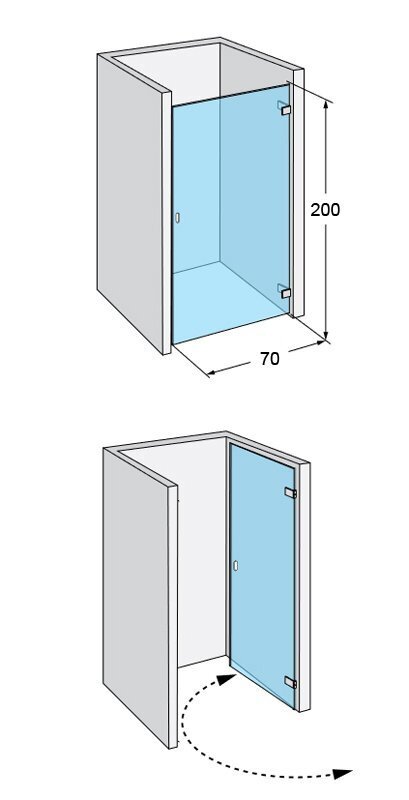 Dušas durvis IDO Design 70, labās puses cena un informācija | Dušas durvis, dušas sienas | 220.lv