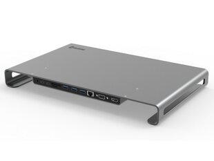 Универсальная подставка Swissten USB-C для ноутбука / HDMI / USB 3.0 / 2x USB-C / RJ45 / SD / Micro SD / VGA / Audio / , серая цена и информация | Охлаждающие подставки и другие принадлежности | 220.lv