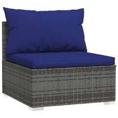 vidaXL trīsvietīgs dīvāns ar matračiem, pelēka PE rotangpalma cena un informācija | Dārza krēsli | 220.lv