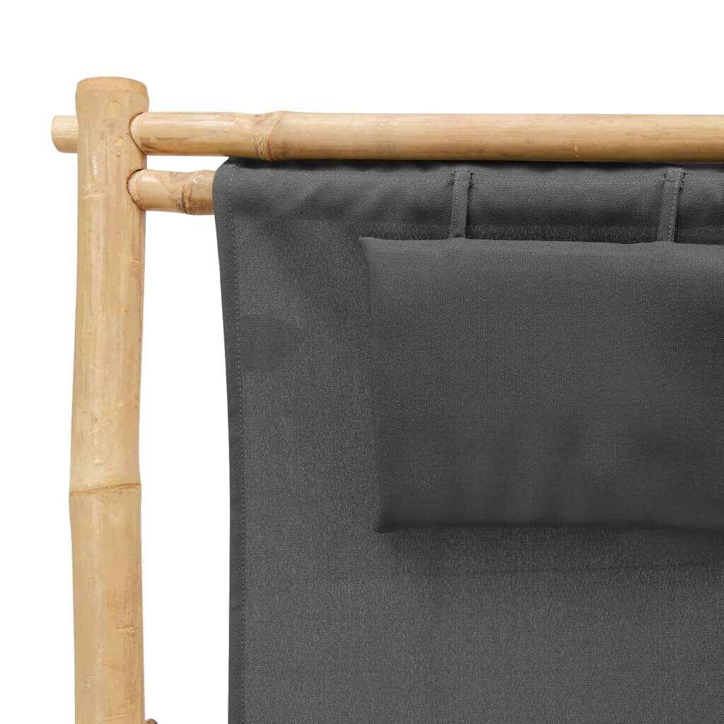 vidaXL pludmales krēsls, bambuss un tumši pelēks audekls цена и информация | Dārza krēsli | 220.lv