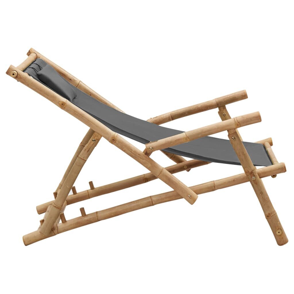 vidaXL pludmales krēsls, bambuss un tumši pelēks audekls цена и информация | Dārza krēsli | 220.lv