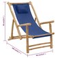 vidaXL pludmales krēsls, bambuss un zils audekls cena un informācija | Dārza krēsli | 220.lv