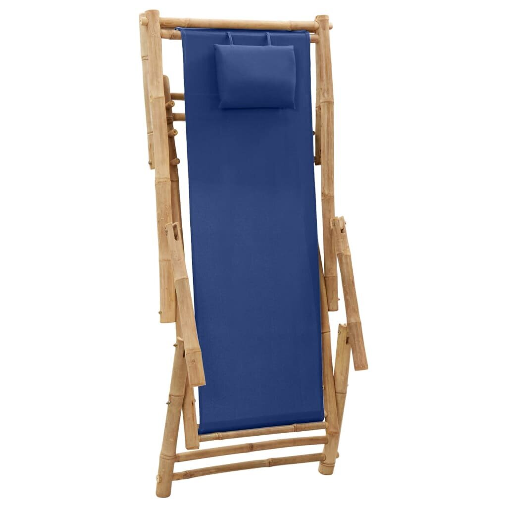 vidaXL pludmales krēsls, bambuss un zils audekls cena un informācija | Dārza krēsli | 220.lv