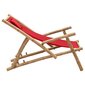 vidaXL pludmales krēsls, bambuss un sarkans audekls cena un informācija | Dārza krēsli | 220.lv
