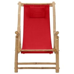 vidaXL pludmales krēsls, bambuss un sarkans audekls цена и информация | Садовые стулья, кресла, пуфы | 220.lv