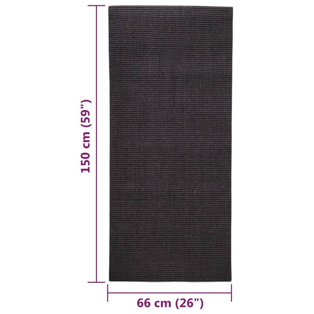 vidaXL paklājs, dabīgs sizals, 66x150 cm, melns cena un informācija | Paklāji | 220.lv