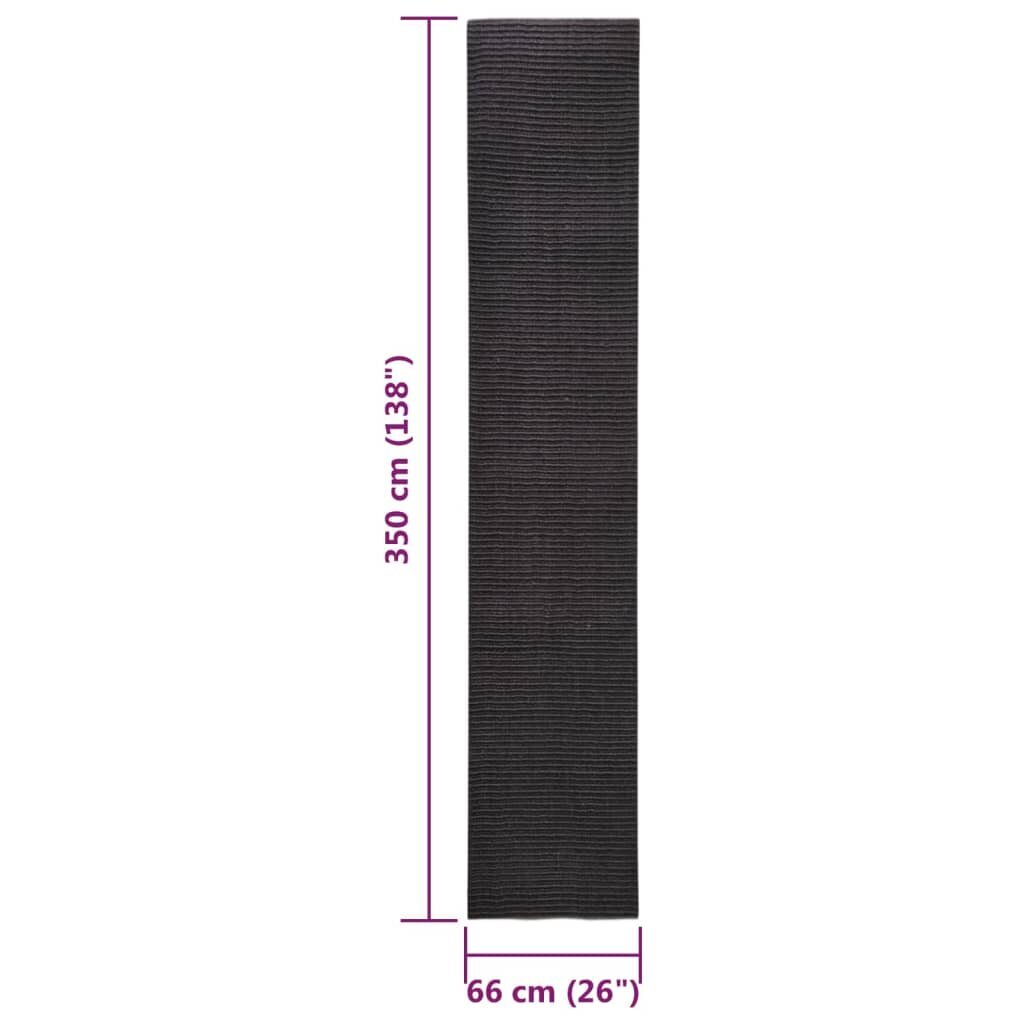 vidaXL paklājs, dabīgs sizals, 66x350 cm, melns cena un informācija | Paklāji | 220.lv