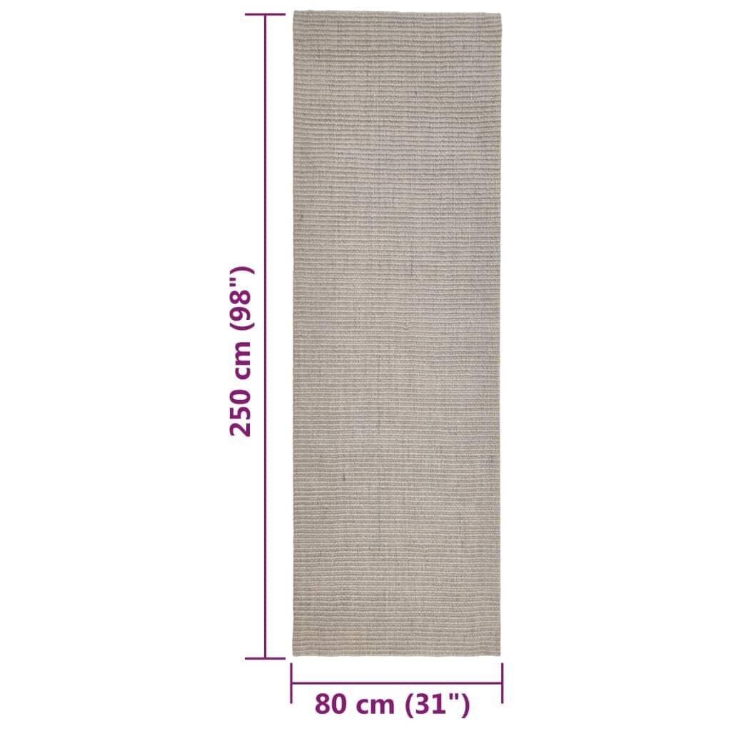 vidaXL paklājs, dabīgs sizals, 80x250 cm, smilšu krāsa cena un informācija | Paklāji | 220.lv