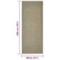 vidaXL paklājs, dabīgs sizals, 80x200 cm, pelēkbrūns cena un informācija | Paklāji | 220.lv