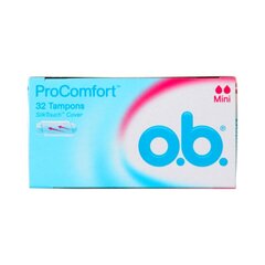 O.B tamponi Pro Comfort Mini 32 gab cena un informācija | Tamponi, higiēniskās paketes, ieliktnīši | 220.lv