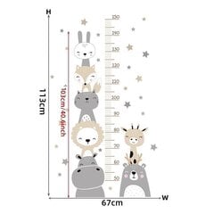 Bērnu sienas uzlīmes - Augstuma mērītājs ar dzīvniekiem cena un informācija | Dekoratīvās uzlīmes | 220.lv