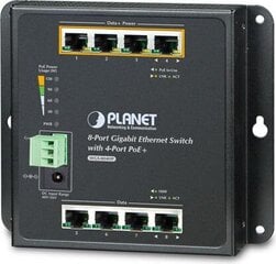 PLANET WGS-804HP network switch Unmanaged L2 Gigabit Ethernet (10/100/1000) Power over Ethernet (PoE) Black cena un informācija | Komutatori (Switch) | 220.lv