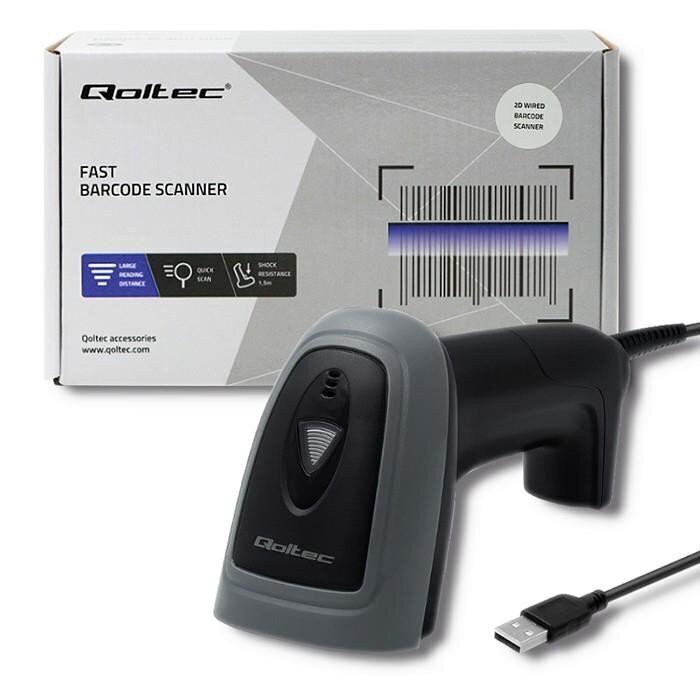 Qoltec 50863 Wired QR & BARCODE Scanner | USB цена и информация | Smart ierīces un piederumi | 220.lv