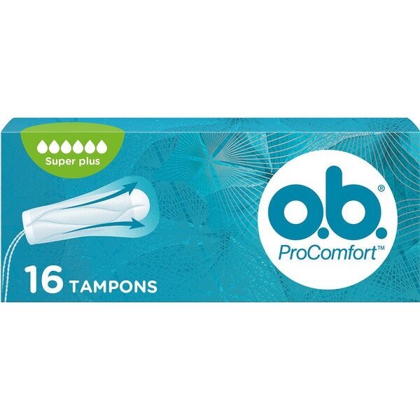 O.B. Pro Comfort Super Plus tamponi, 16 gab. cena un informācija | Tamponi, higiēniskās paketes, ieliktnīši | 220.lv