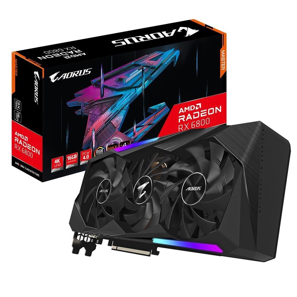 Gigabyte GV-R68AORUS M-16GD AMD, 16 GB, Radeon RX 6800, GDDR6, PCI-E 4.0 x 16, HDMI ports quantity 2, Memory clock speed 16000 MHz cena un informācija | Videokartes (GPU) | 220.lv