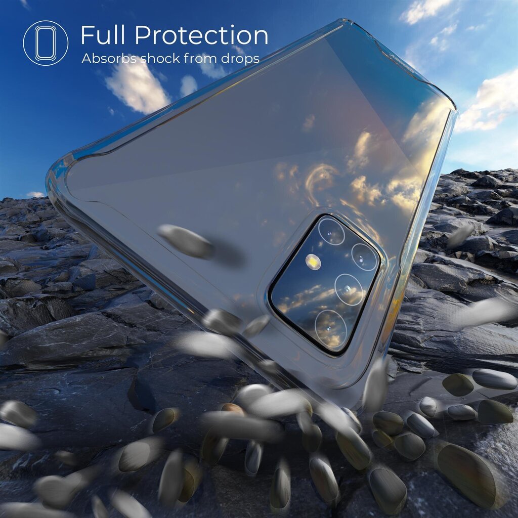 Moozy Xframe Triecienizturīgs vāciņš telefonam Samsung Galaxy A51 – caurspīdīgs hibrīda vāciņš ar triecienu absorbējošu TPU apmali cena un informācija | Telefonu vāciņi, maciņi | 220.lv