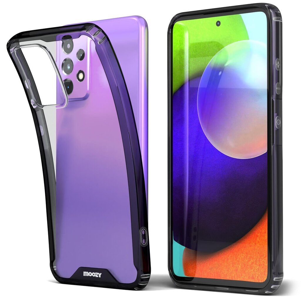 Moozy Xframe Triecienizturīgs vāciņš telefonam Samsung Galaxy A52s 5G, Samsung Galaxy A52, Samsung Galaxy A52 5G – divu krāsu caurspīdīgs hibrīda vāciņš ar melnu triecienu absorbējošu TPU apmali цена и информация | Telefonu vāciņi, maciņi | 220.lv