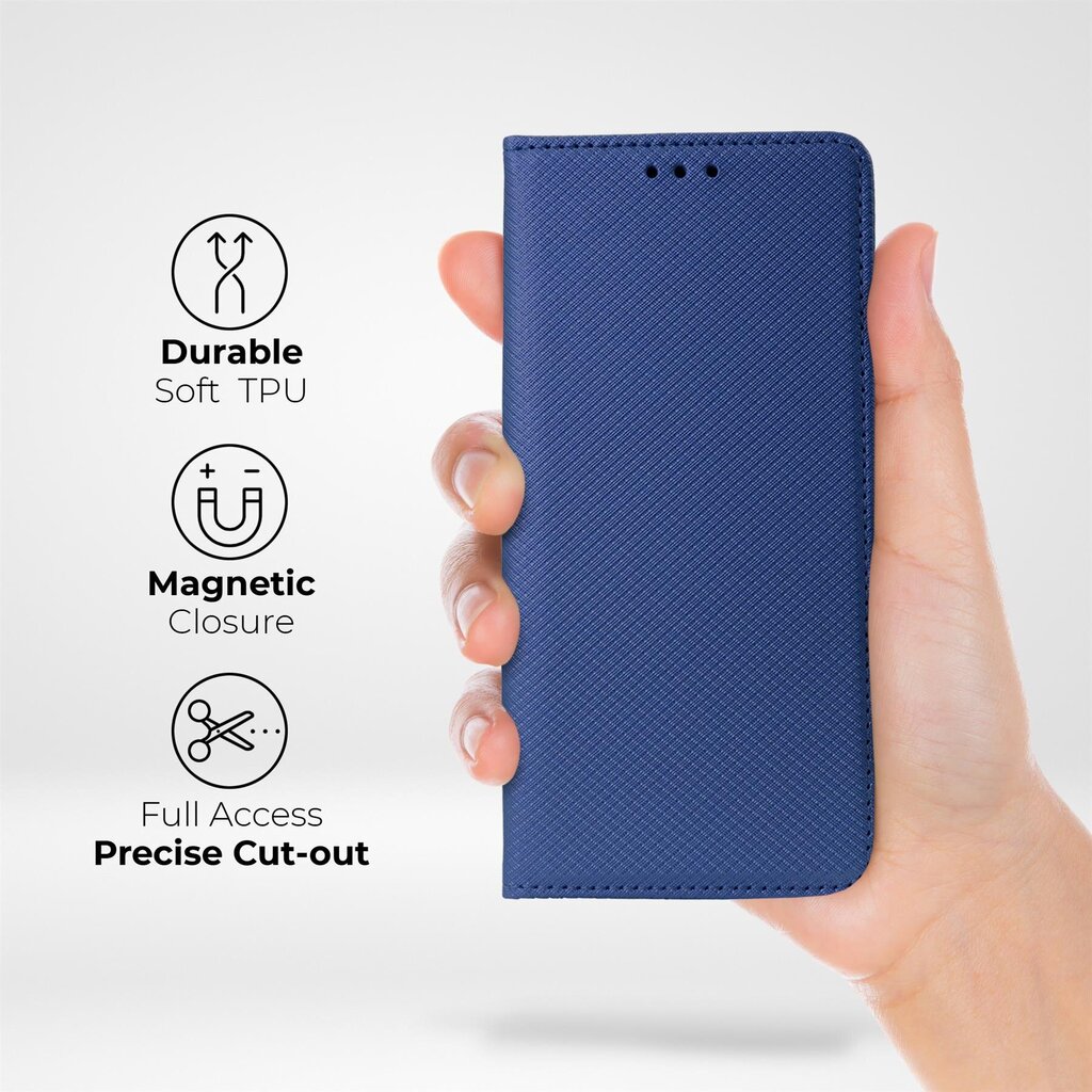 Moozy magnētisks telefona maciņš ar karšu turētāju un statīva funkciju saderīgs ar Samsung Galaxy S22 Ultra 5G telefona modeli - Tumši zils cena un informācija | Telefonu vāciņi, maciņi | 220.lv