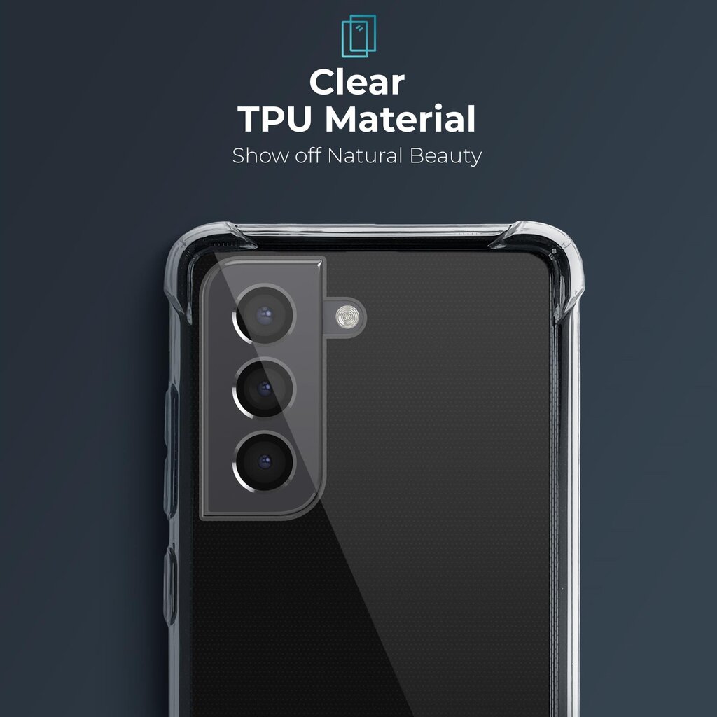 Moozy triecienizturīgs silikona telefona apvalks saderīgs ar Samsung Galaxy S21, Samsung Galaxy S21 5G – caurspīdīgs vāciņš ar papildus stūru aizsardzību cena un informācija | Telefonu vāciņi, maciņi | 220.lv