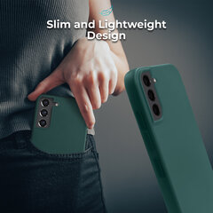Moozy Lifestyle telefona vāciņš saderīgs ar Samsung Galaxy S21 FE 5G – augstvērtīga silikona apvalks ar matētu virsmu un mīkstu mikrošķiedras oderi, Tumši zaļš cena un informācija | Telefonu vāciņi, maciņi | 220.lv