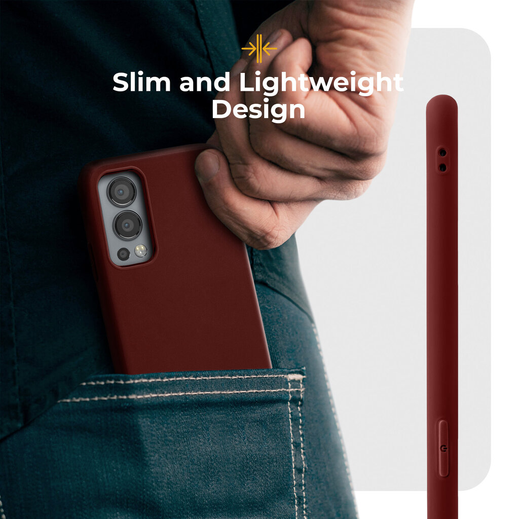 Moozy Minimalist plāns, matēts silikona vāciņš saderīgs ar OnePlus Nord 2 5G telefona modeli, Vīna sarkans цена и информация | Telefonu vāciņi, maciņi | 220.lv