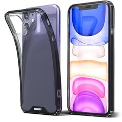 Moozy Xframe Triecienizturīgs vāciņš telefonam iPhone 11 – divu krāsu caurspīdīgs hibrīda vāciņš ar melnu triecienu absorbējošu TPU apmali cena un informācija | Telefonu vāciņi, maciņi | 220.lv