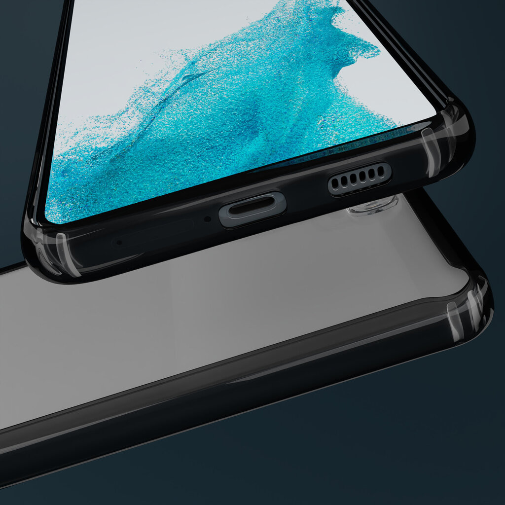 Moozy Xframe Triecienizturīgs vāciņš telefonam Samsung Galaxy S22 5G – divu krāsu caurspīdīgs hibrīda vāciņš ar melnu triecienu absorbējošu TPU apmali cena un informācija | Telefonu vāciņi, maciņi | 220.lv