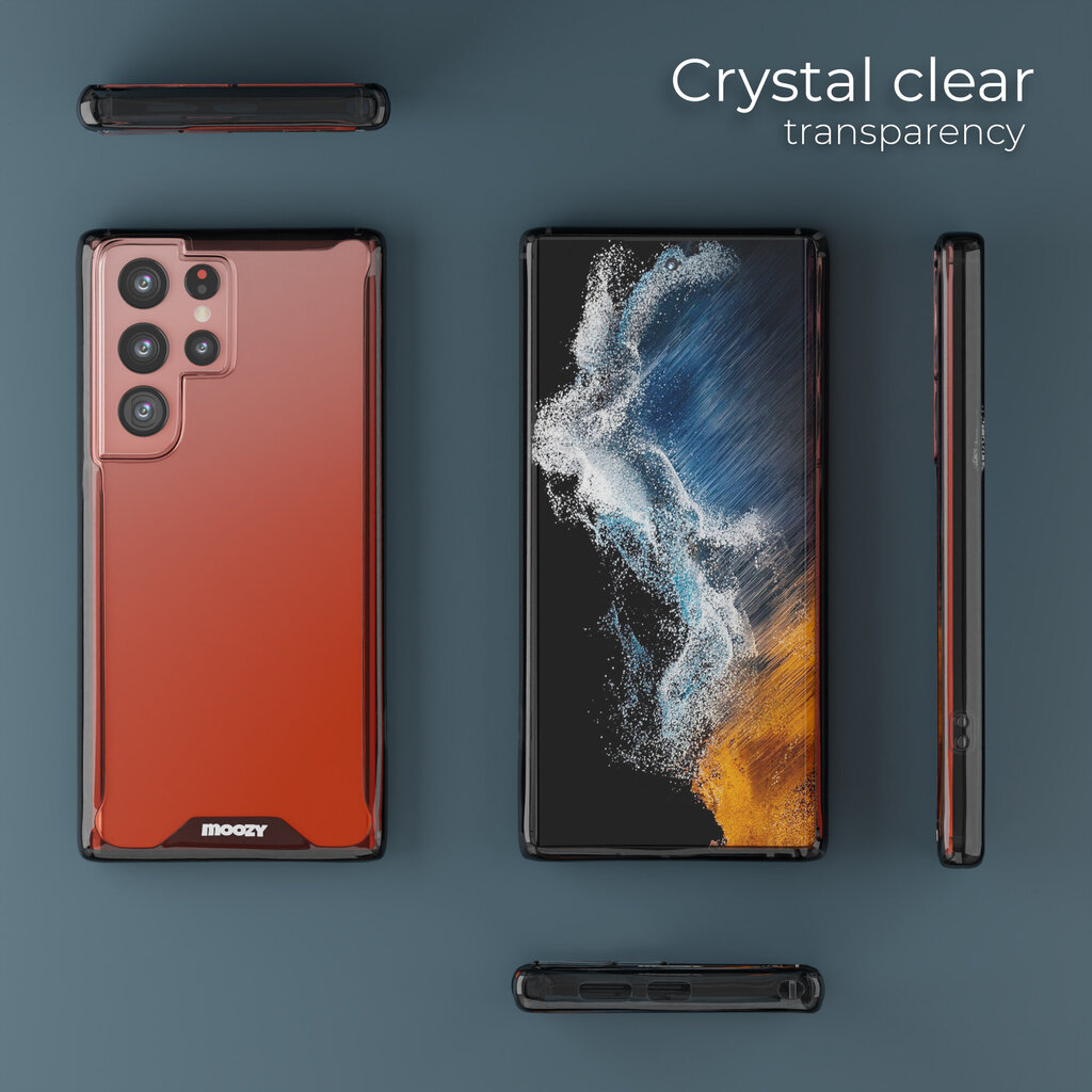 Moozy Xframe Triecienizturīgs vāciņš telefonam Samsung Galaxy S22 Ultra 5G – divu krāsu caurspīdīgs hibrīda vāciņš ar melnu triecienu absorbējošu TPU apmali cena un informācija | Telefonu vāciņi, maciņi | 220.lv