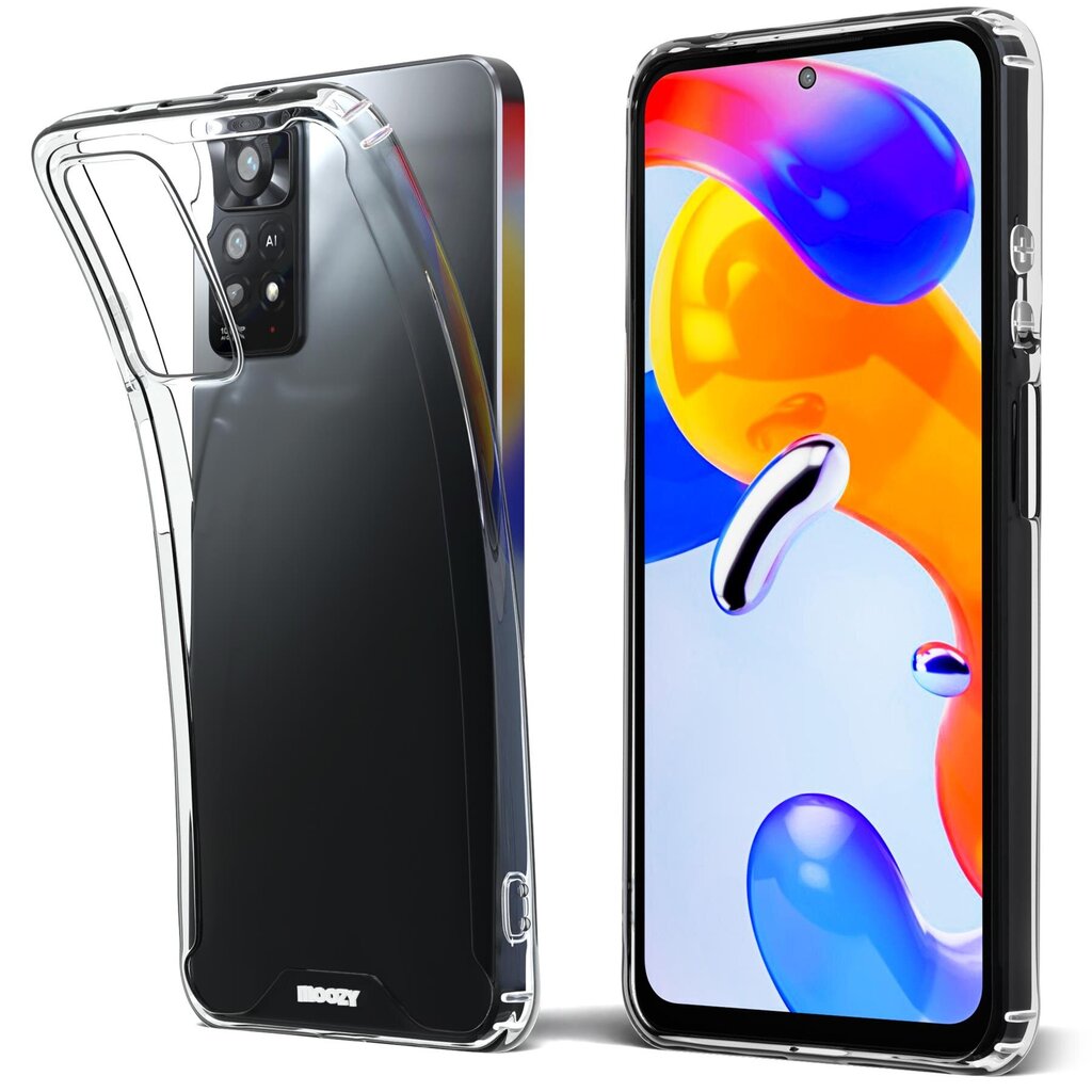 Moozy Xframe Triecienizturīgs vāciņš telefonam Xiaomi Redmi Note 11, Xiaomi Redmi Note 11S – caurspīdīgs hibrīda vāciņš ar triecienu absorbējošu TPU apmali cena un informācija | Telefonu vāciņi, maciņi | 220.lv