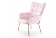 Krēsls Halmar Castel 2, rozā/zelta krāsā cena un informācija | Atpūtas krēsli | 220.lv