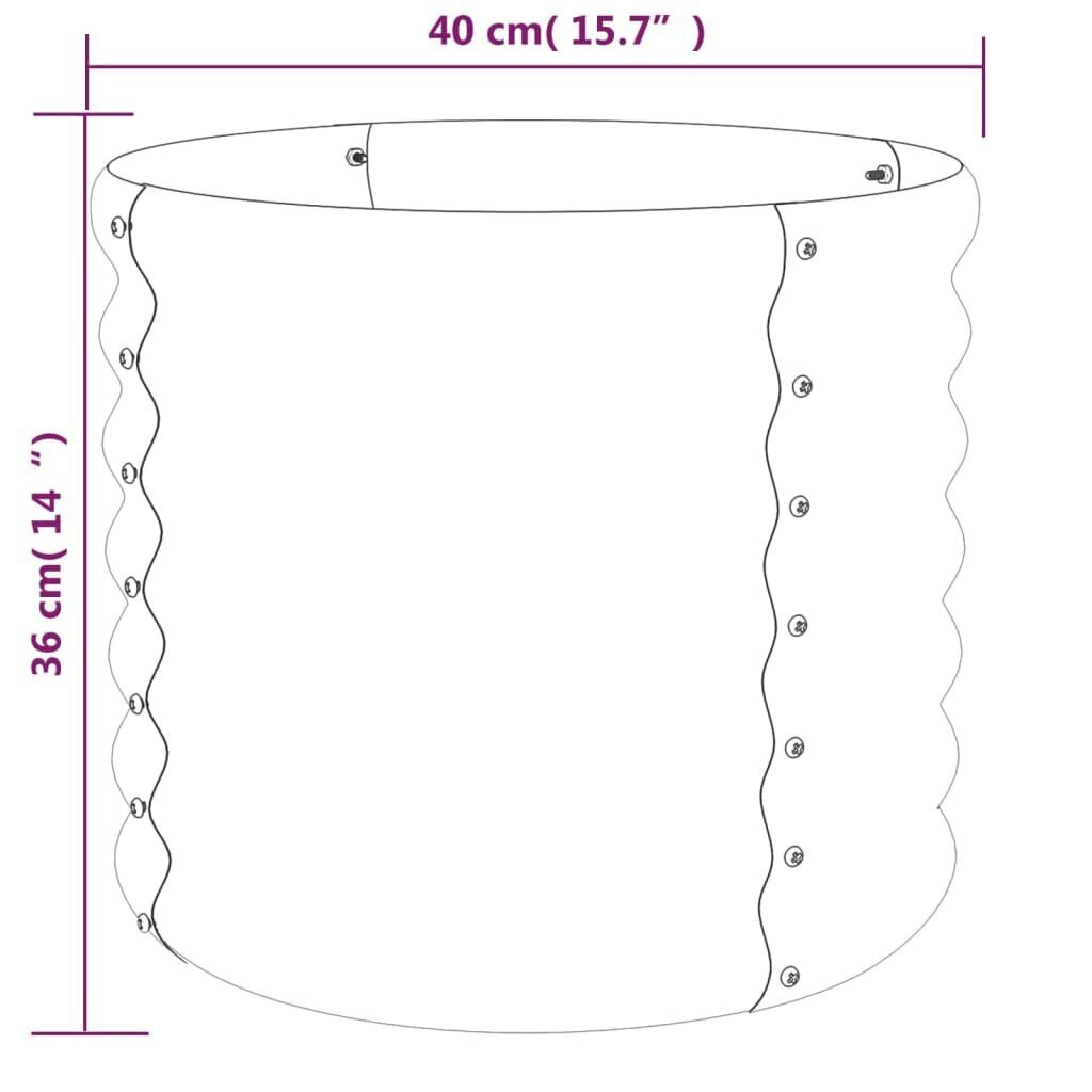 vidaXL dārza puķu kaste, 40x40x36 cm, pulverkrāsots tērauds, brūna cena un informācija | Podi stādiem un pārstādīšanai | 220.lv