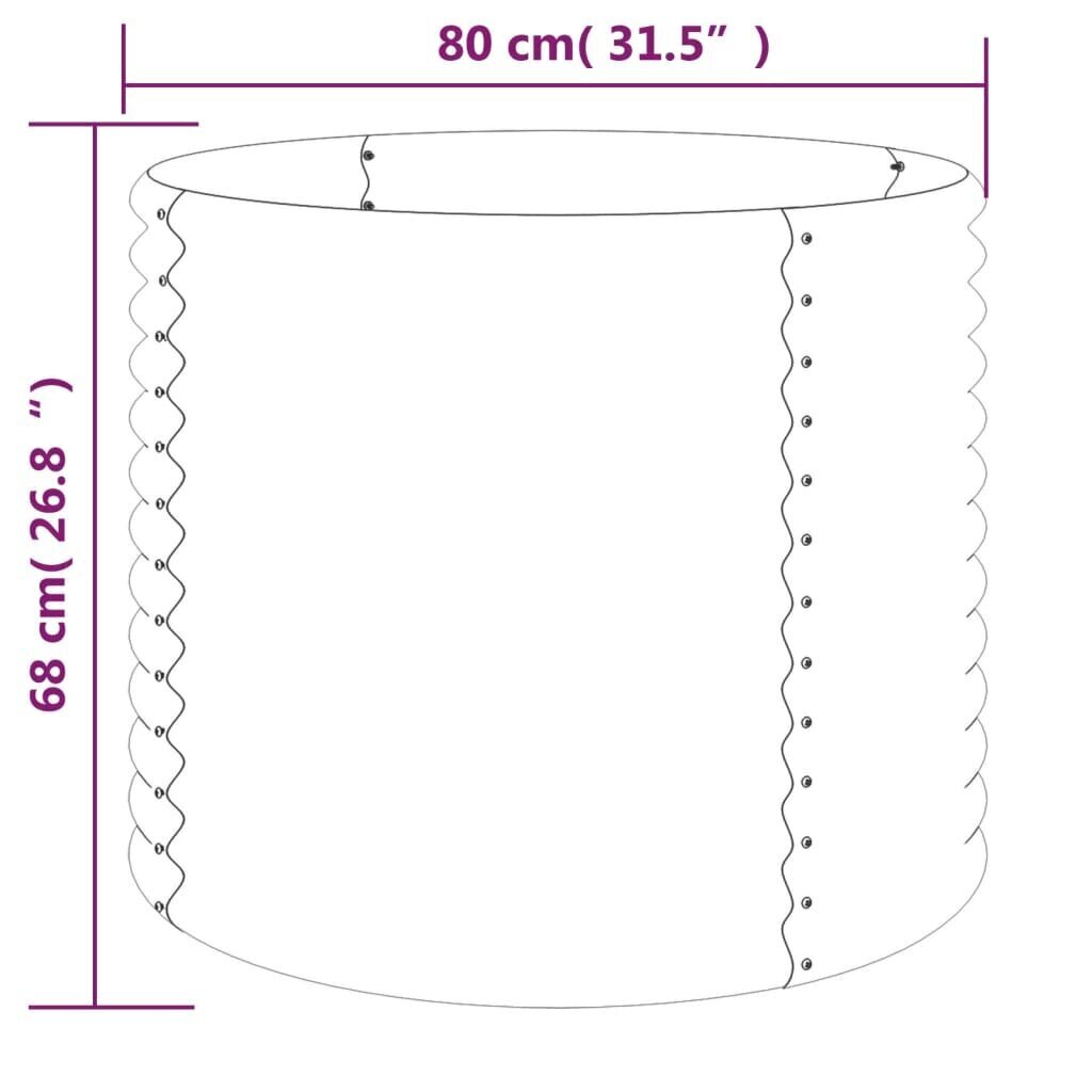 vidaXL dārza puķu kaste, 80x80x68 cm, pulverkrāsots tērauds, pelēka cena un informācija | Podi stādiem un pārstādīšanai | 220.lv