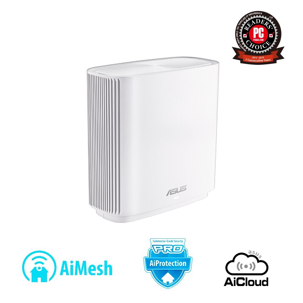 Asus Router ZenWifi AC (CT8) 1 Pack 802.11ac, 10/100/1000 Mbit/s, Ethernet LAN (RJ-45) ports 3, Mesh Support No, MU-MiMO Yes, Antenna type Internal, 1, White cena un informācija | Rūteri (maršrutētāji) | 220.lv