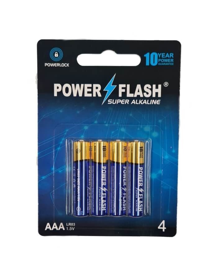 Baterijas "Powers Flash" Super Alkaline, AAA, 1,5 V, 4 gab. cena un informācija | Baterijas | 220.lv