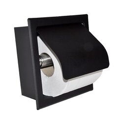 Держатель для рулонов туалетной бумаги с крышкой, встроенный, черный, матовый цена и информация | Аксессуары для ванной комнаты | 220.lv