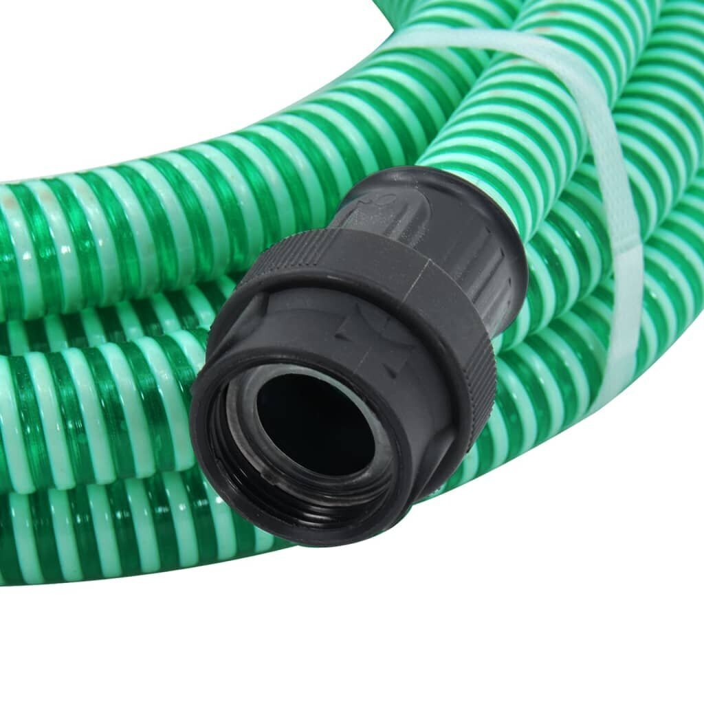 vidaXL sūkšanas šļūtene ar PVC savienotājiem, 10 m, 22 mm, zaļa cena un informācija | Spiedienmazgātāju piederumi | 220.lv