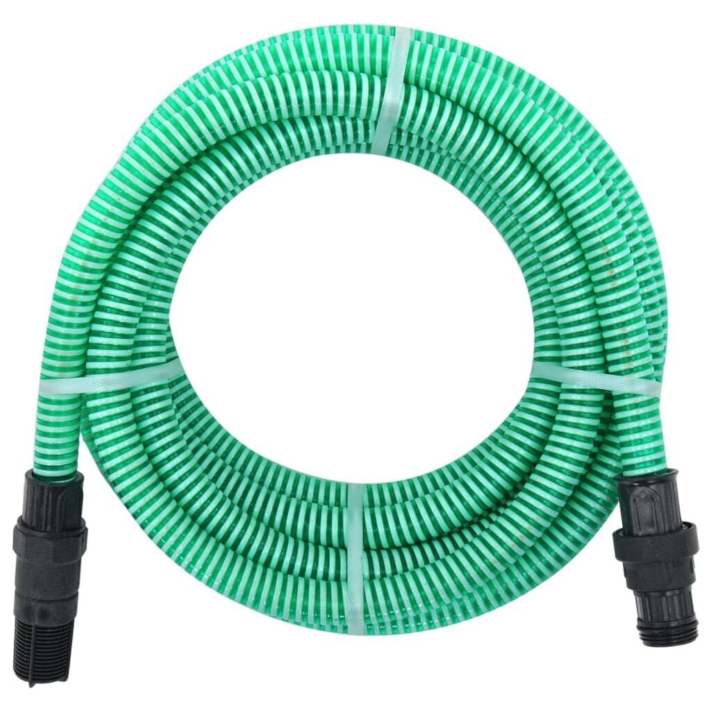 vidaXL sūkšanas šļūtene ar PVC savienotājiem, 10 m, 22 mm, zaļa цена и информация | Spiedienmazgātāju piederumi | 220.lv