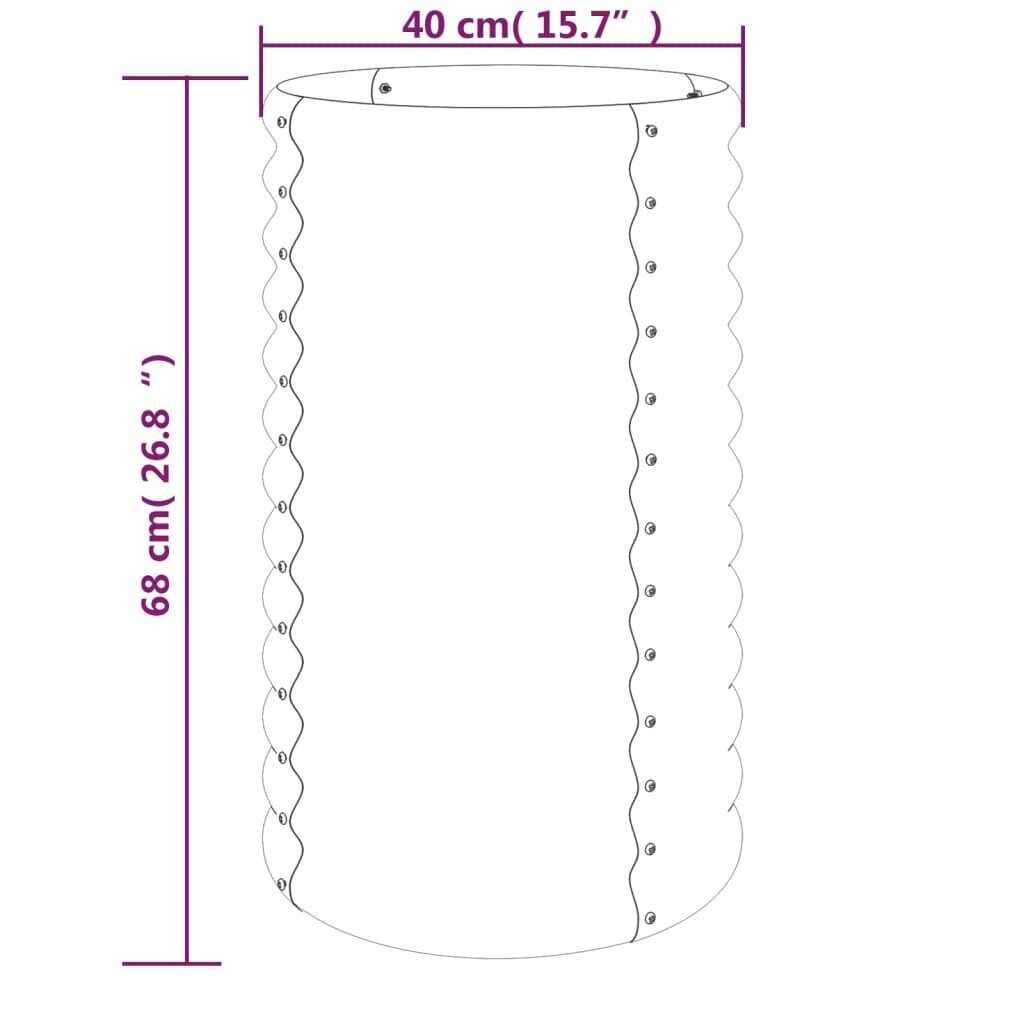 vidaXL dārza puķu kaste, 40x40x68 cm, pulverkrāsots tērauds, zaļa cena un informācija | Podi stādiem un pārstādīšanai | 220.lv