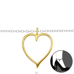 Серебряный браслет на ногу, Золотое сердце A4S42815 цена и информация | Браслеты | 220.lv